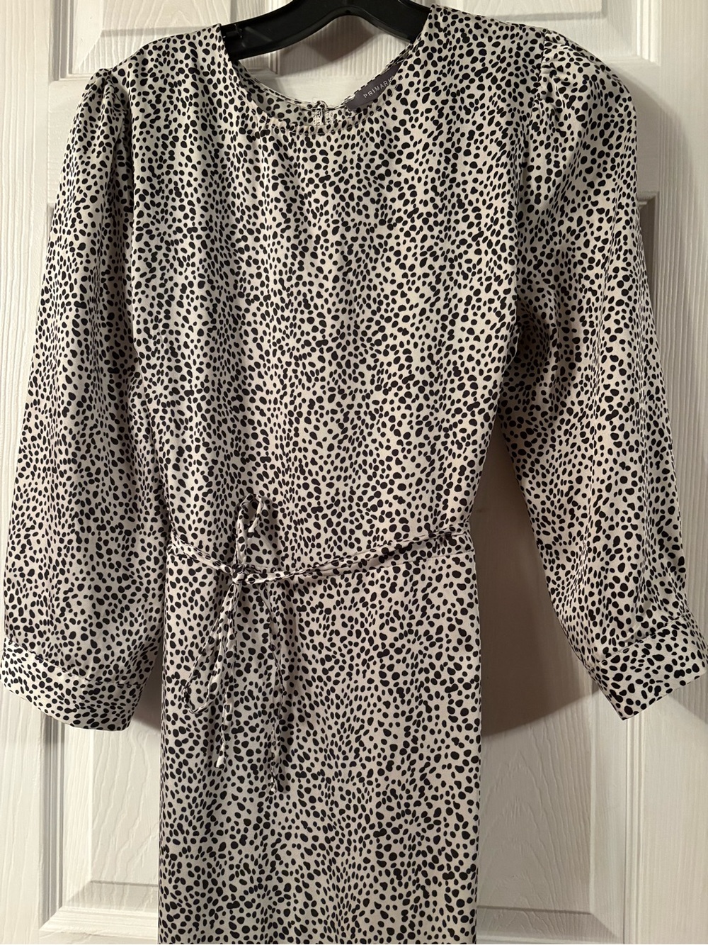 Primark Beige and Black Leopard Print Tiered Long Sleeve Midi Dress - Picture 4 of 11
